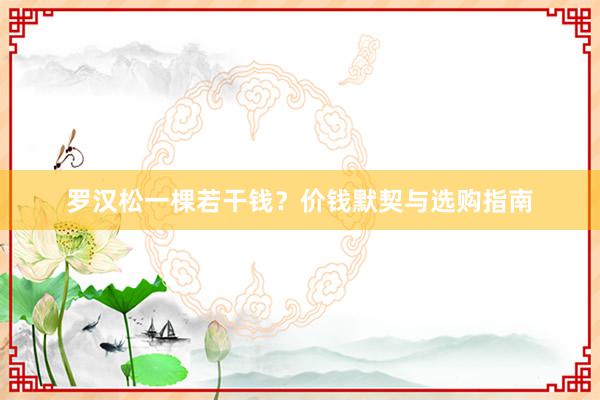罗汉松一棵若干钱？价钱默契与选购指南